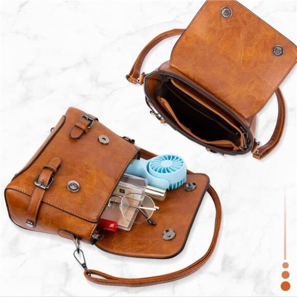 Shoulder Bag Cute Soft PU Leather Orange - Picture 6 of 6